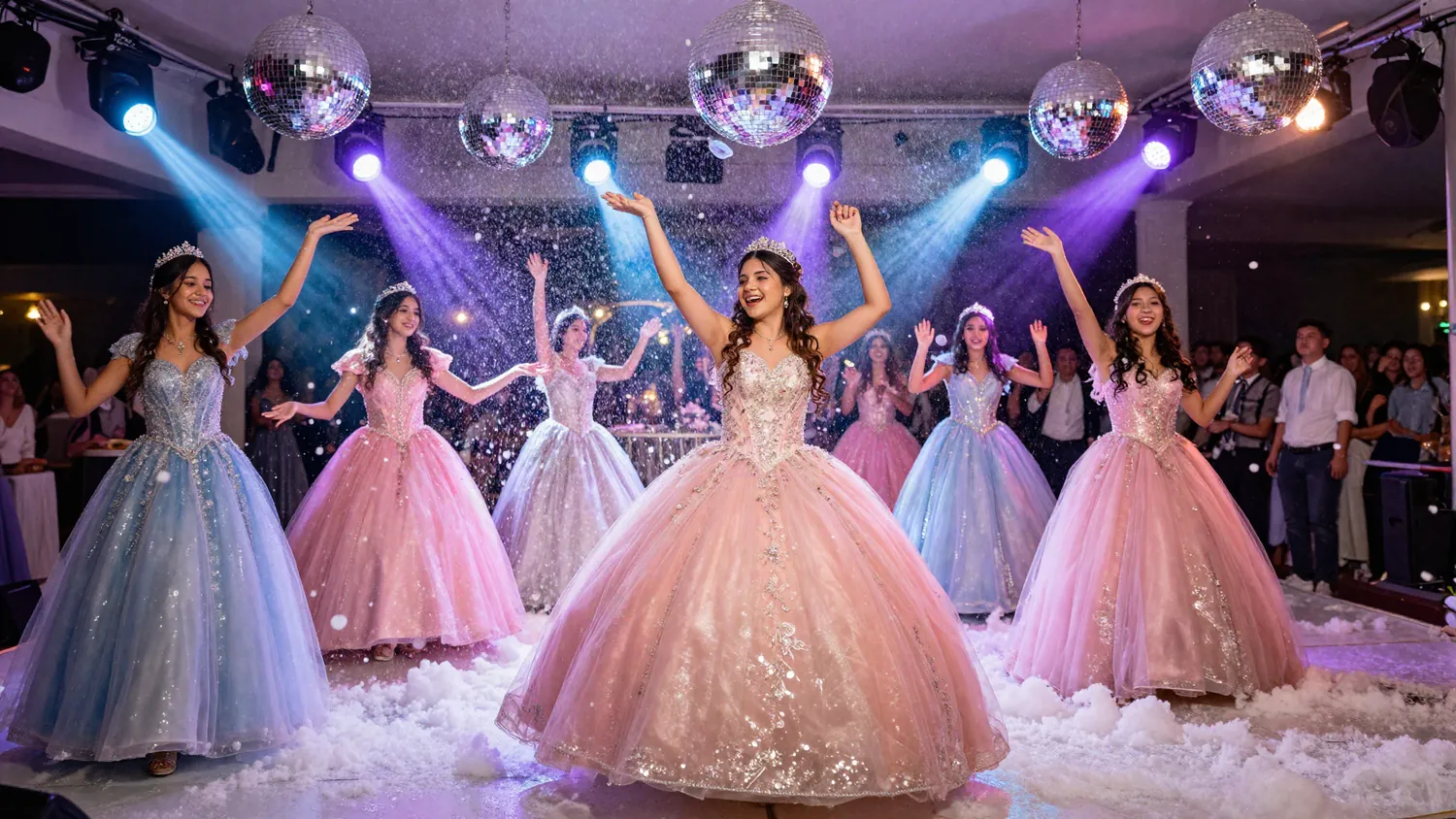El carnaval con espuma en una fiesta de 15