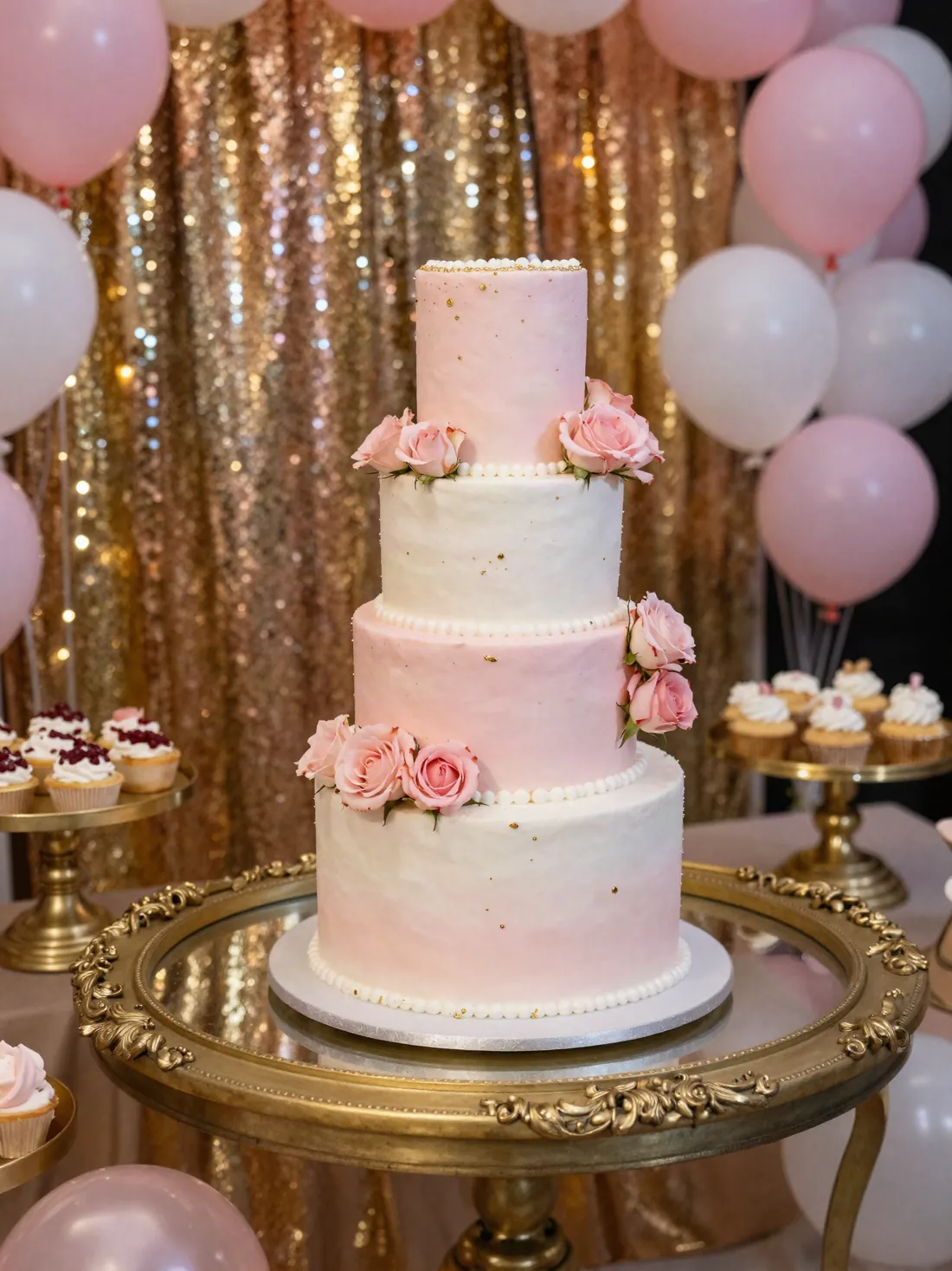 La torta y las velas en una fiesta de 15